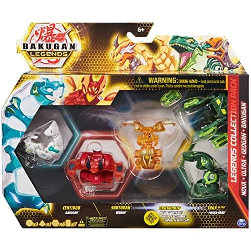 Bakugan Legends Collection Pack 4-Pack with Nova, Ultra, Geogan, Dragonoid Nova, Trox Ultra, and 6 BakuCores | ASTM-Tested Toy Figure thumbnail 1