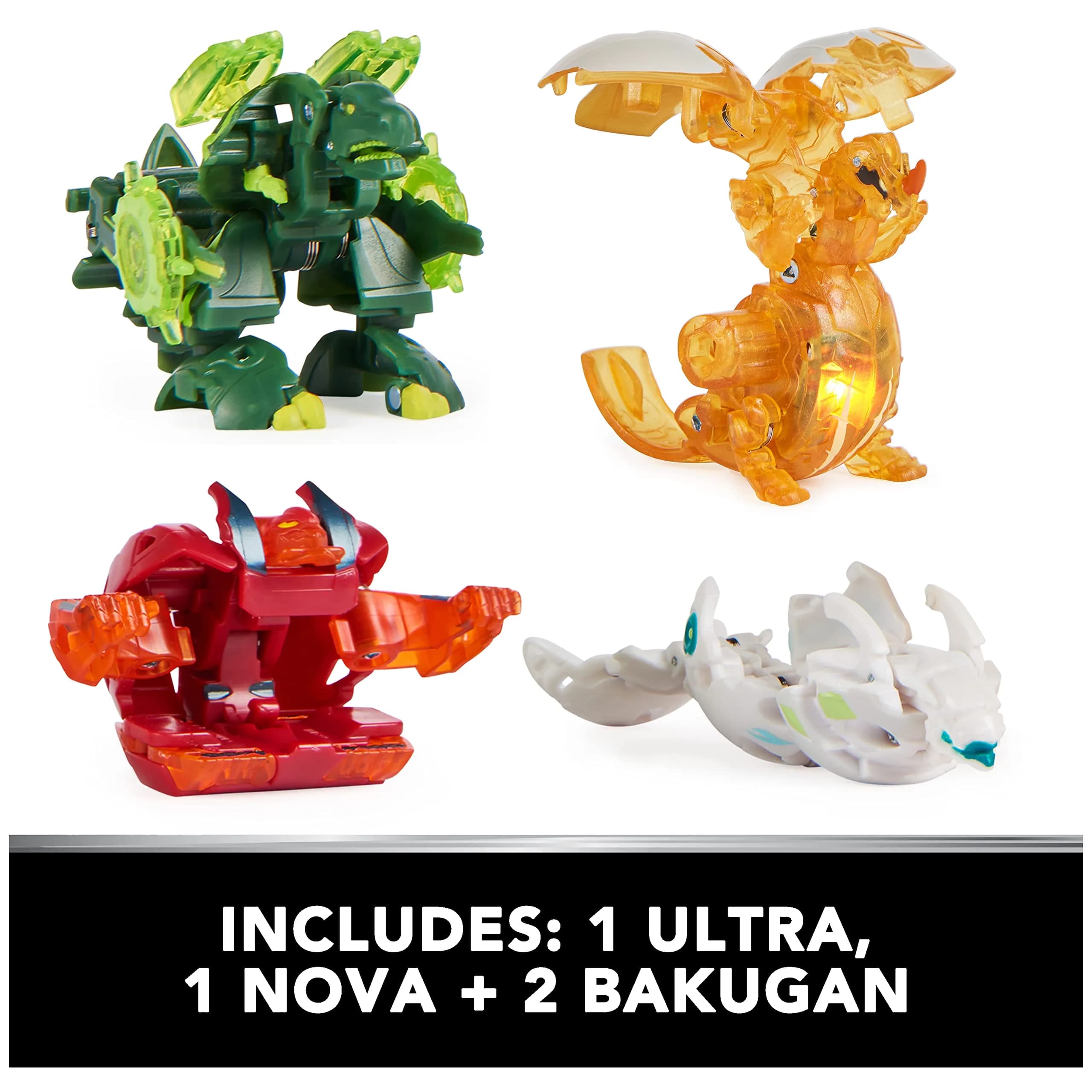 Bakugan Legends Collection Pack 4-Pack with Nova, Ultra, Geogan, Dragonoid Nova, Trox Ultra, and 6 BakuCores | ASTM-Tested Toy Figure - view 4