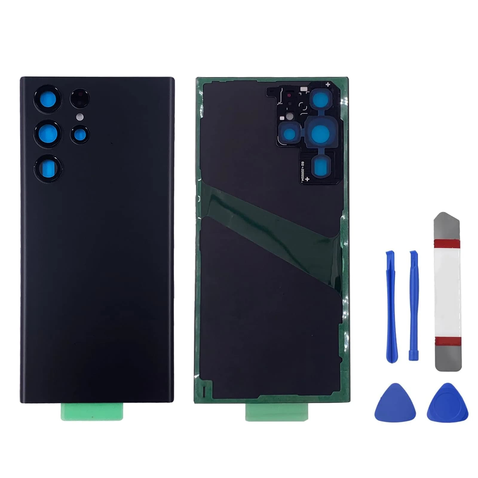 Peixiong Back Glass Cover for Samsung Galaxy S22 Ultra +Repair Tool, Black | Replacement & Repair Kit