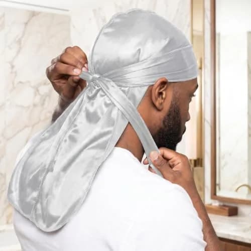 Sdiahoo 3PCS Silky Durags for Men Women Waves | Doo Rag Compression Caps for 360-720 Waves (Purple,White,Black) thumbnail 4