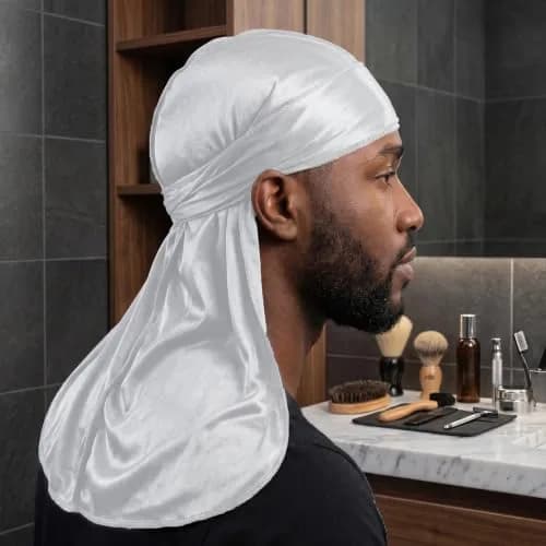 Sdiahoo 3PCS Silky Durags for Men Women Waves | Doo Rag Compression Caps for 360-720 Waves (Purple,White,Black) thumbnail 5
