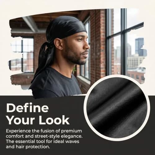 Sdiahoo 3PCS Silky Durags for Men Women Waves | Doo Rag Compression Caps for 360-720 Waves (Purple,White,Black) thumbnail 2