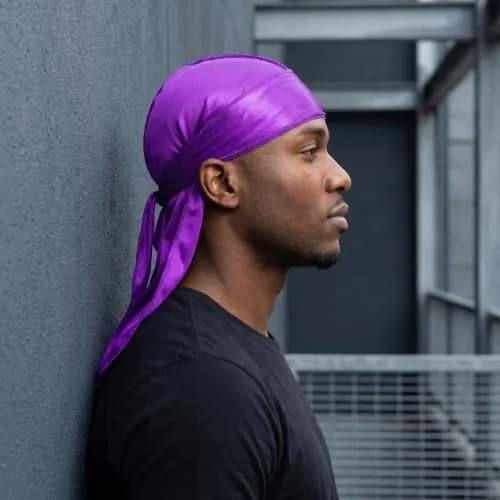 Sdiahoo 3PCS Silky Durags for Men Women Waves | Doo Rag Compression Caps for 360-720 Waves (Purple,White,Black) thumbnail 3