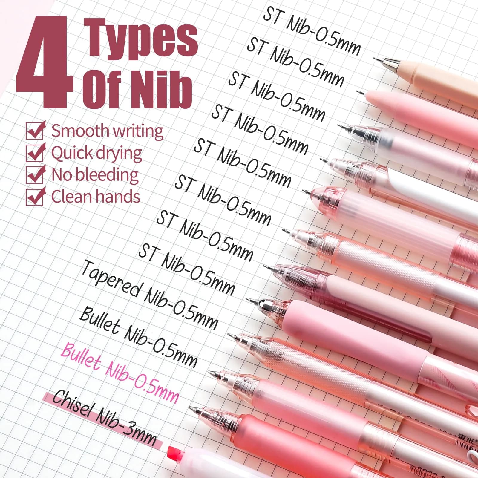 Four Candies Cute Pink Pens, Black Gel Ink, Rose - 12ct, 0.5mm Fine Point | Smooth Writing Instrument - view 4