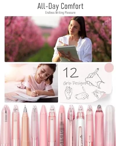 Four Candies Cute Pink Pens, Black Gel Ink, Rose - 12ct, 0.5mm Fine Point | Smooth Writing Instrument thumbnail 6