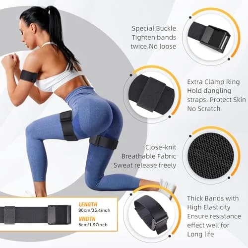 ROSYQUARZ BFR Blood Flow Restriction Bands 35.4'' x 2'' (90cm x 5cm) | Muscle Growth & Glute Activation thumbnail 2