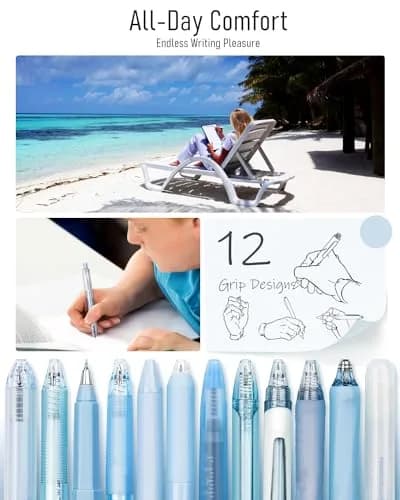 Four Candies Cute Blue Pens, Black Gel Ink, Ocean Series 12ct | Smooth Writing Instrument thumbnail 6