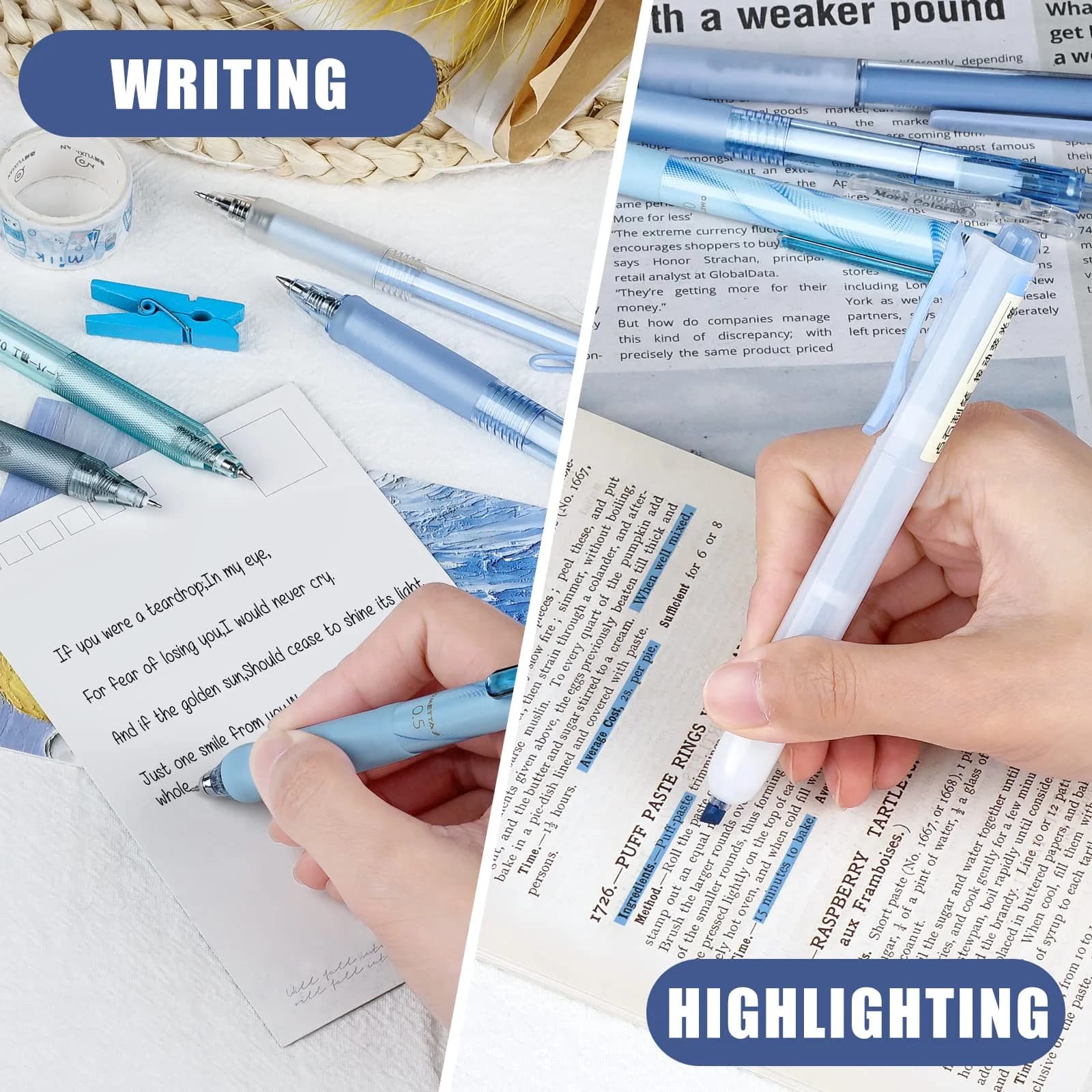 Four Candies Cute Blue Pens, Black Gel Ink, Ocean Series 12ct | Smooth Writing Instrument - view 7