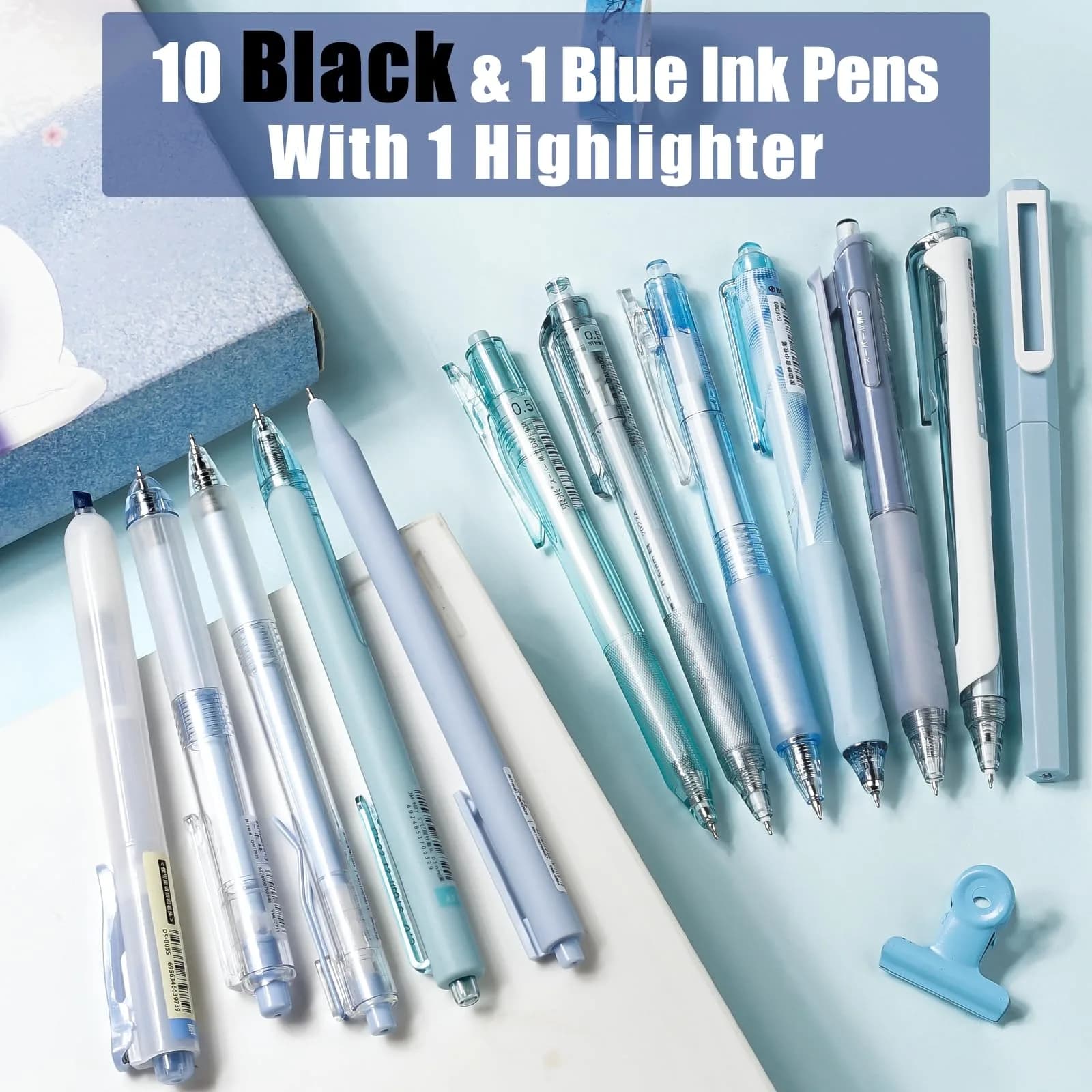 Four Candies Cute Blue Pens, Black Gel Ink, Ocean Series 12ct | Smooth Writing Instrument - view 2