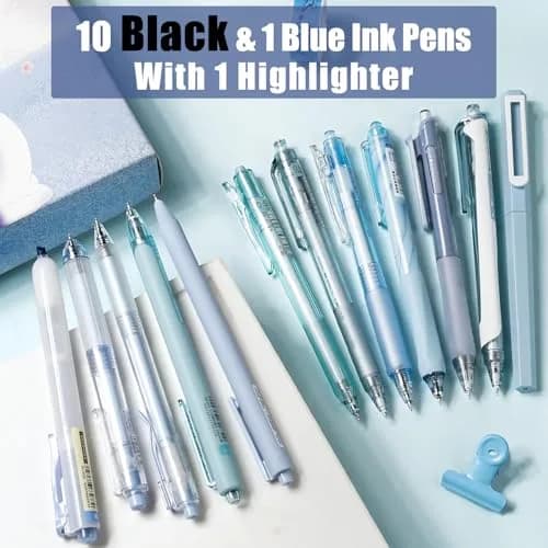 Four Candies Cute Blue Pens, Black Gel Ink, Ocean Series 12ct | Smooth Writing Instrument thumbnail 2