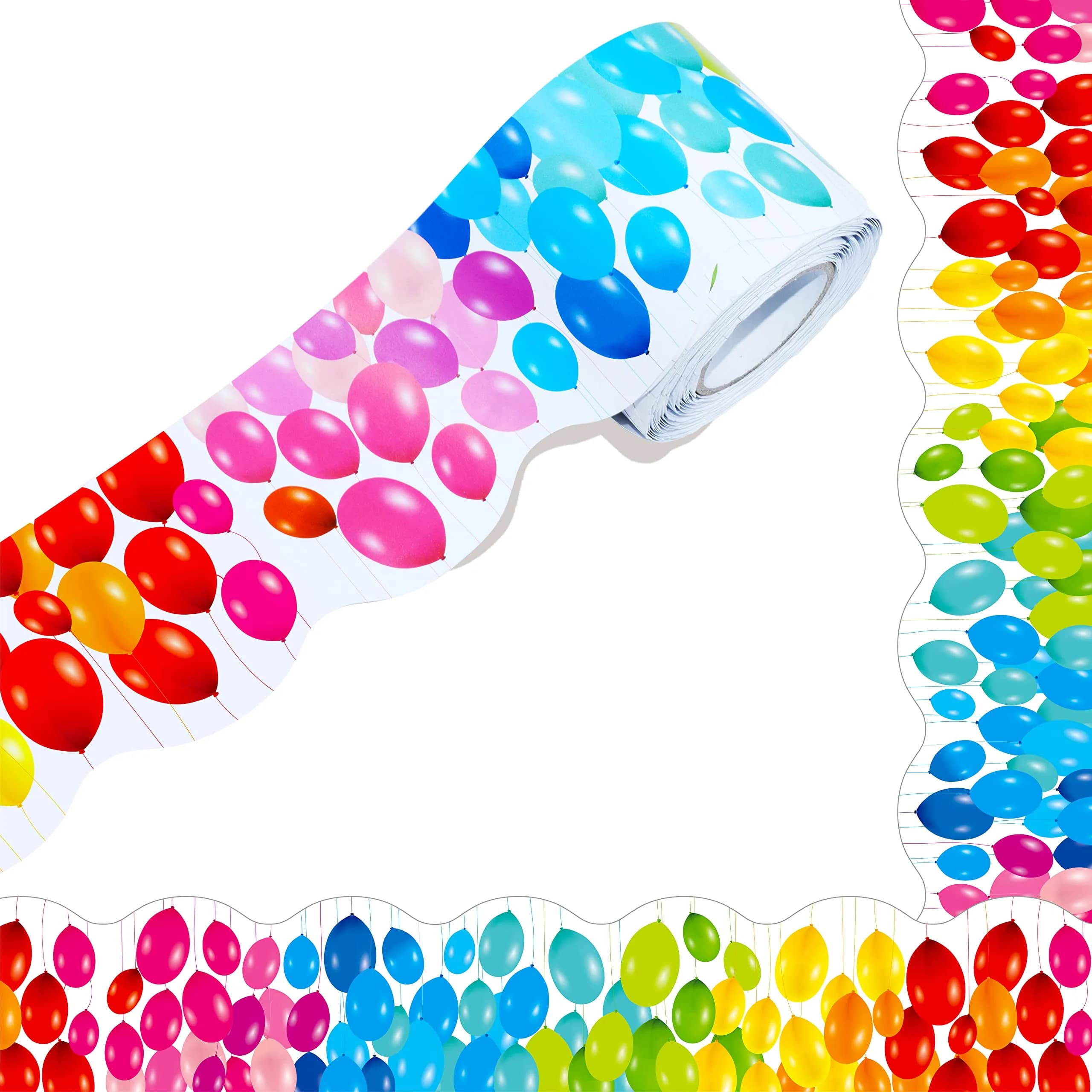 ERKE Colorful Balloons Bulletin Board Borders 60 ft (18.3 m) | Classroom & Office Decor Trim — Colored Balloon