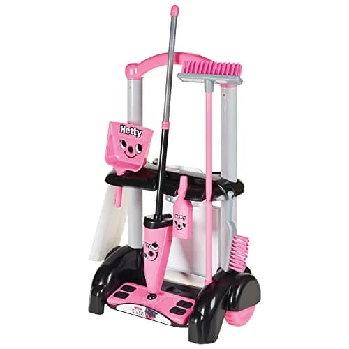 Casdon Hetty Cleaning Trolley - Pink Toy Playset with Mop & Accessories | Realistic Role Play for Kids 3+ thumbnail 1