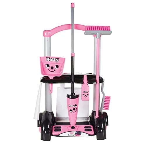 Casdon Hetty Cleaning Trolley - Pink Toy Playset with Mop & Accessories | Realistic Role Play for Kids 3+ thumbnail 5