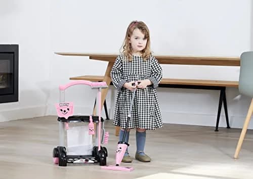 Casdon Hetty Cleaning Trolley - Pink Toy Playset with Mop & Accessories | Realistic Role Play for Kids 3+ thumbnail 3