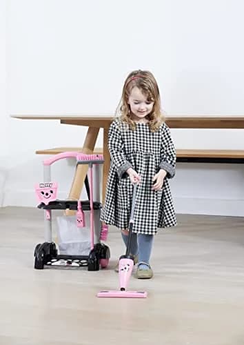 Casdon Hetty Cleaning Trolley - Pink Toy Playset with Mop & Accessories | Realistic Role Play for Kids 3+ thumbnail 4