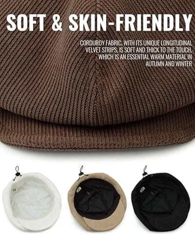 Croogo Baker Boy Newsboy Cap Beige | Classic Adjustable Apple Hat for Men & Women thumbnail 6