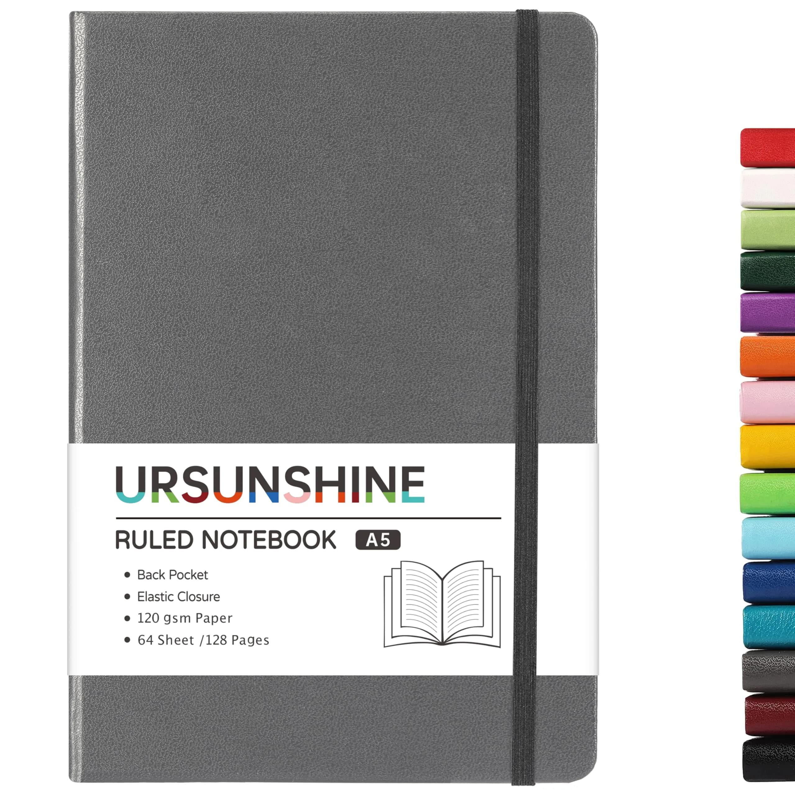 URSUNSHINE Ruled Notebook/Journal - Classic Lined Hardcover 5.3" x 8.26" | Durable & Portable