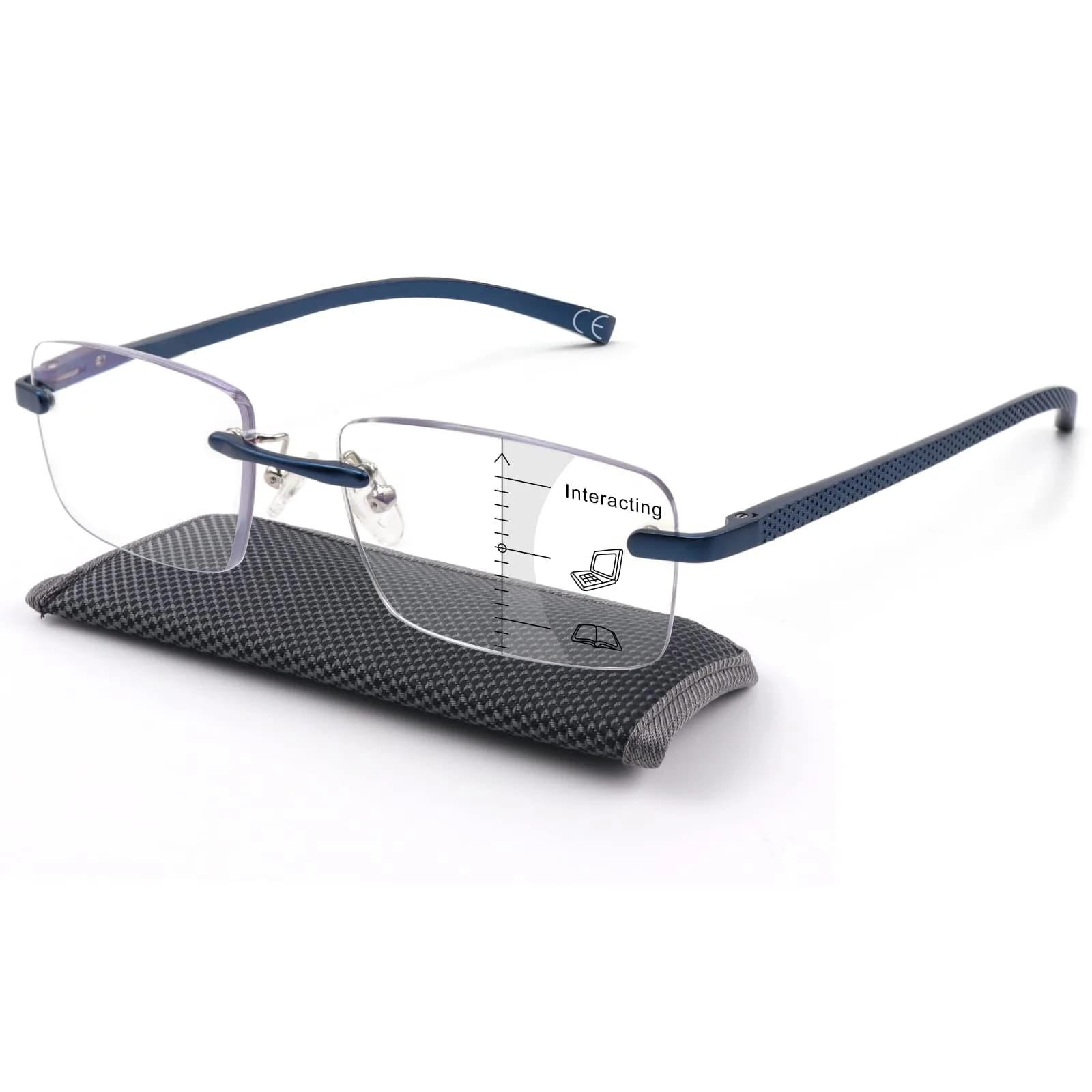 Missfive Premium Aluminum Progressive Multifocus Reading Glasses 1.5 Diopters (0.75x-1.5x) | Blue Light Blocking, Rimless - view 7