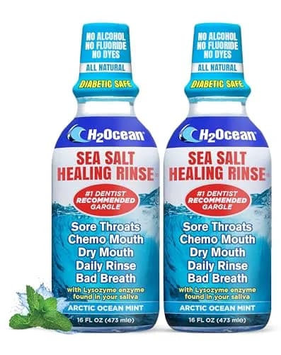H2Ocean Healing Rinse Natural Sea Salt Whitening Mouthwash 16oz Pack of 2 | Alcohol & Fluoride-Free Oral Care thumbnail 1