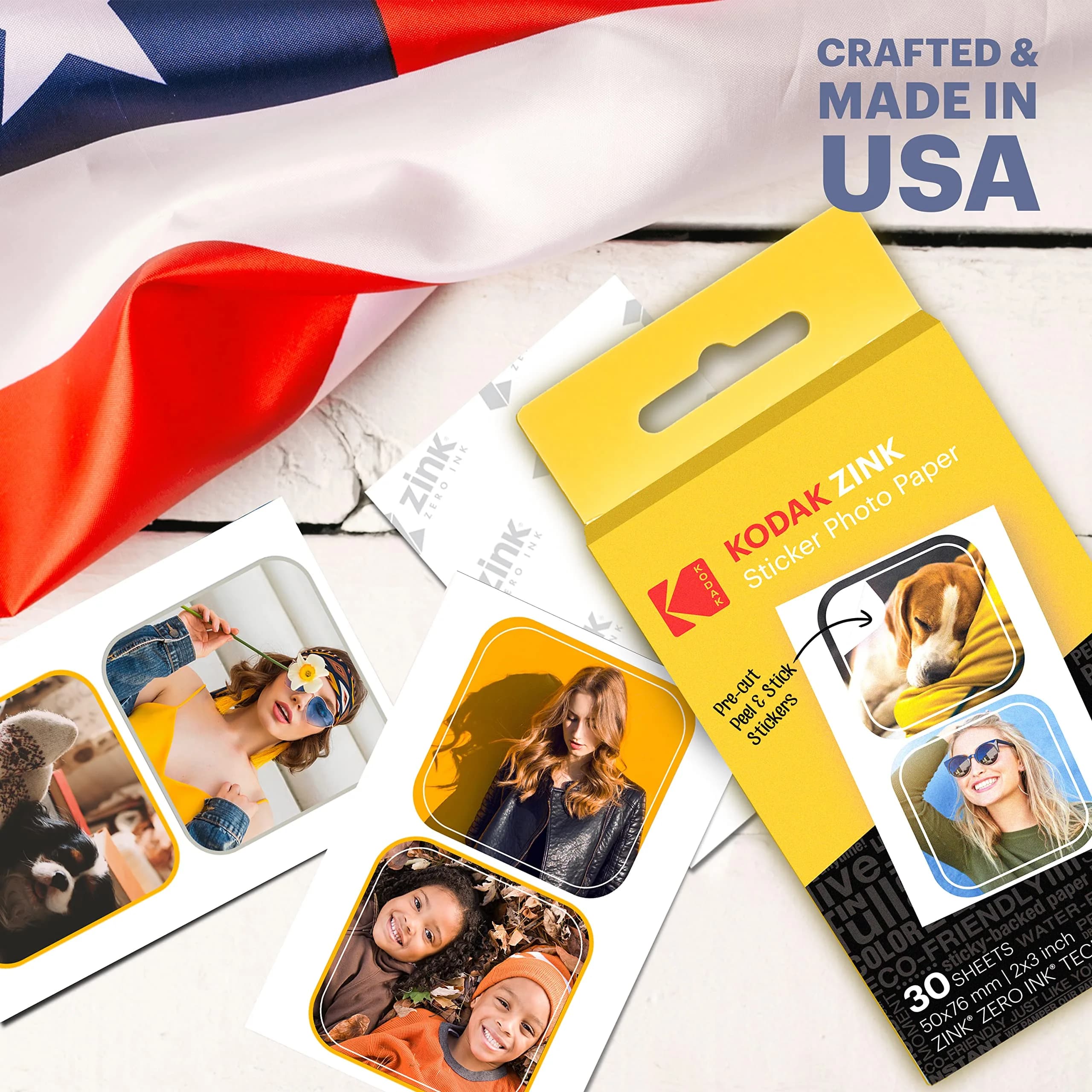 KODAK 2x3 Premium Sticky-Backed ZINK Photo Paper 30 Sheets | Inkless Sticker Printing - view 5