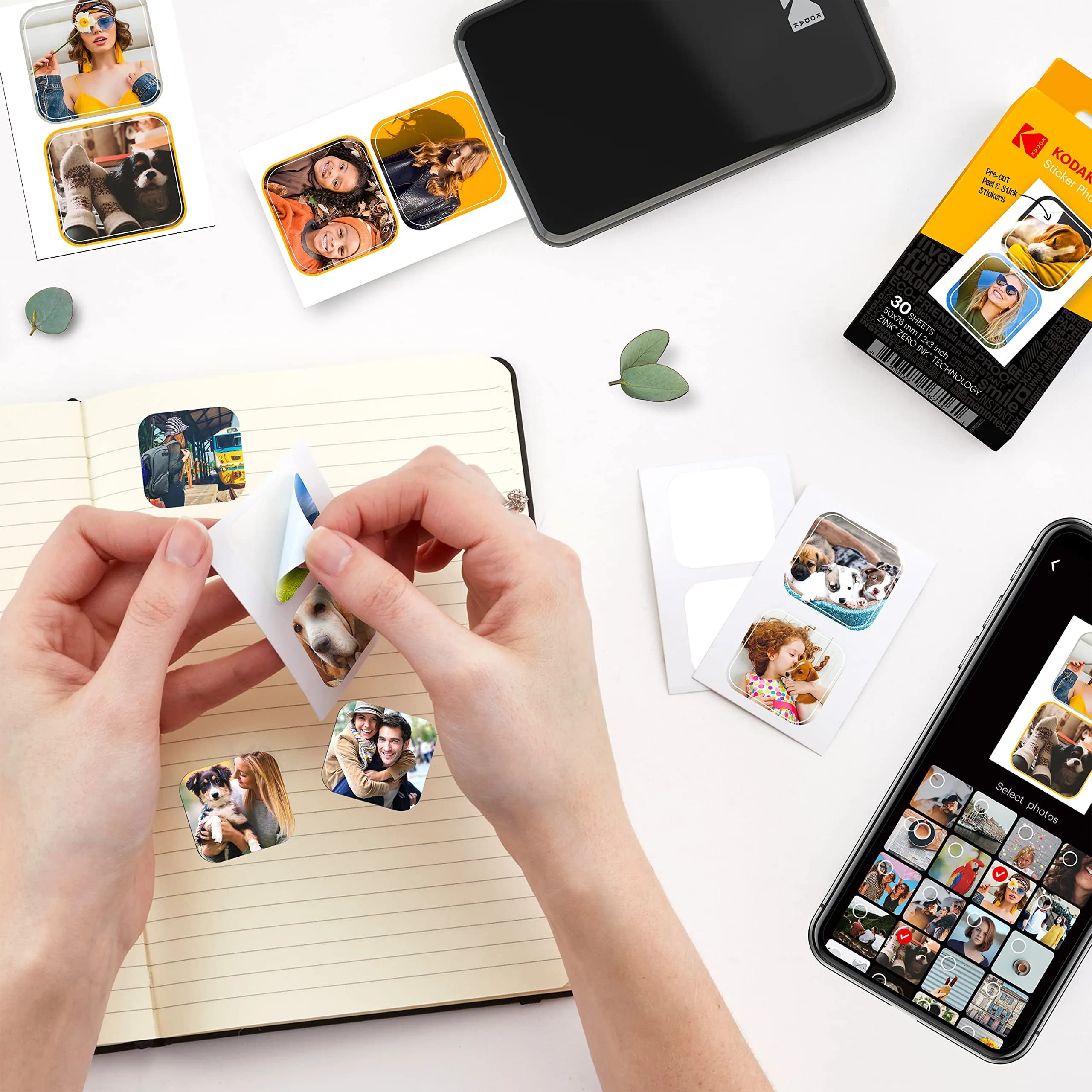 KODAK 2x3 Premium Sticky-Backed ZINK Photo Paper 30 Sheets | Inkless Sticker Printing - view 6