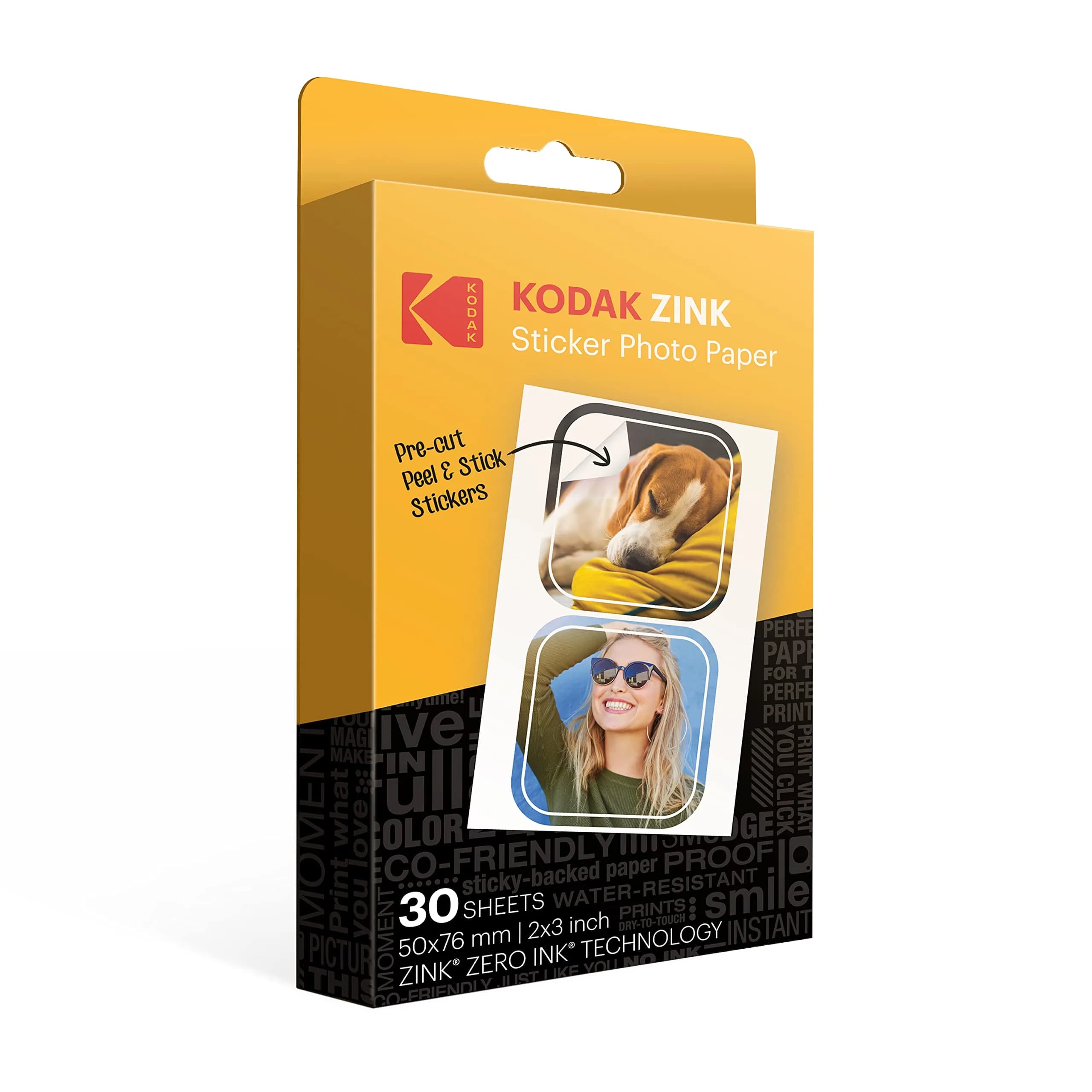 KODAK 2x3 Premium Sticky-Backed ZINK Photo Paper 30 Sheets | Inkless Sticker Printing - main product image