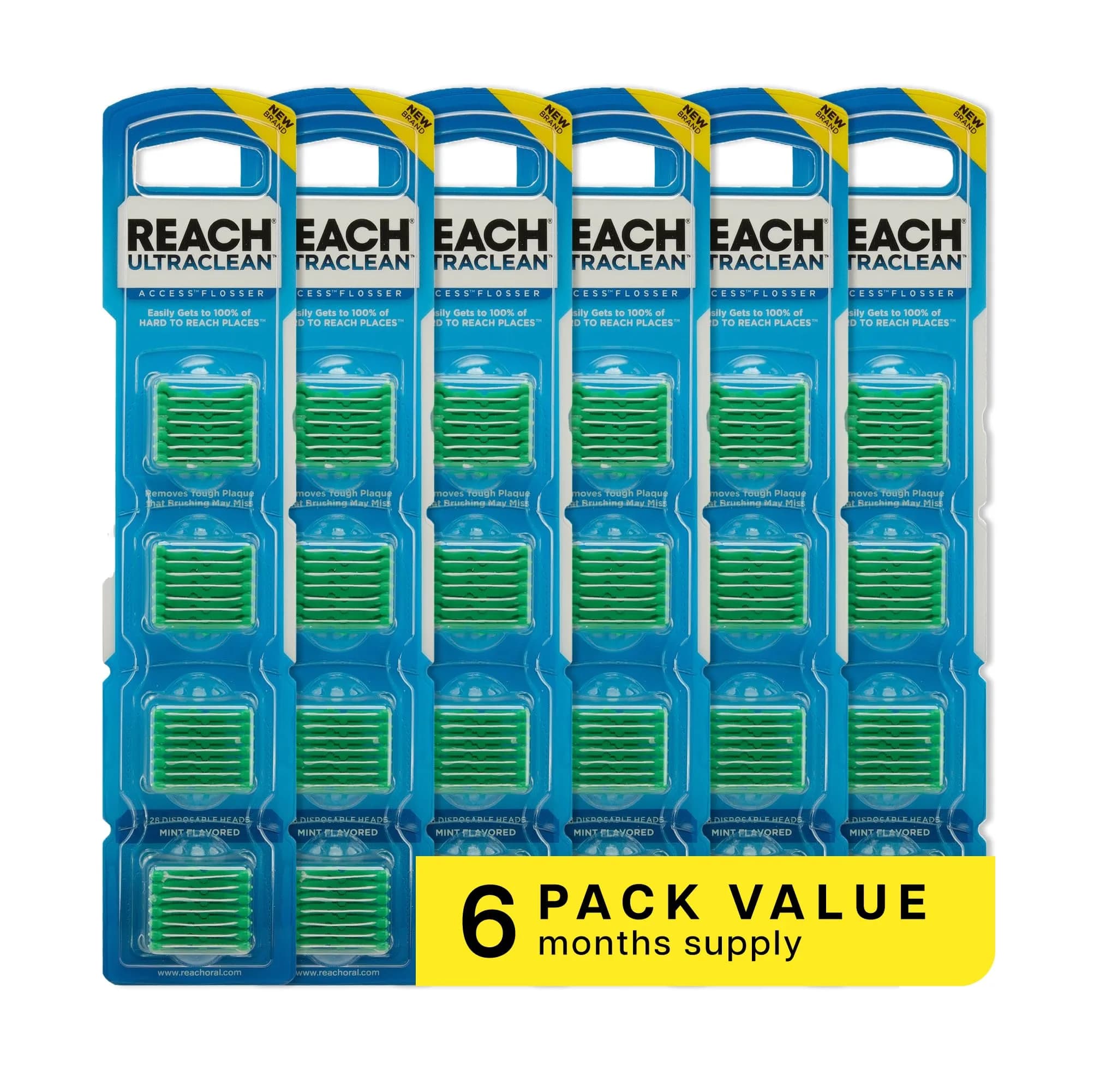REACH Ultraclean Access Flosser Refill Heads Mint 28 Count (Pack of 6) | Dentist Recommended Brand for Hard to Reach Areas - main product image