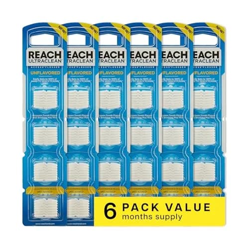 REACH Ultraclean Access Flosser Refill Heads, Unflavored, 28 Count (Pack of 6) | Dentist Recommended Brand for Easy Oral Care — Unflavored Refill