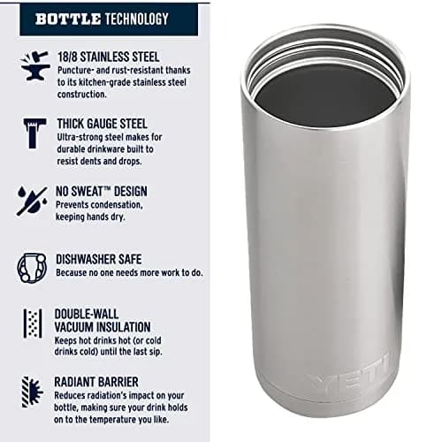 YETI Rambler 18 Oz Hotshot Bottle Charcoal | Leakproof Insulated Beverage Container for Hot Drinks thumbnail 4