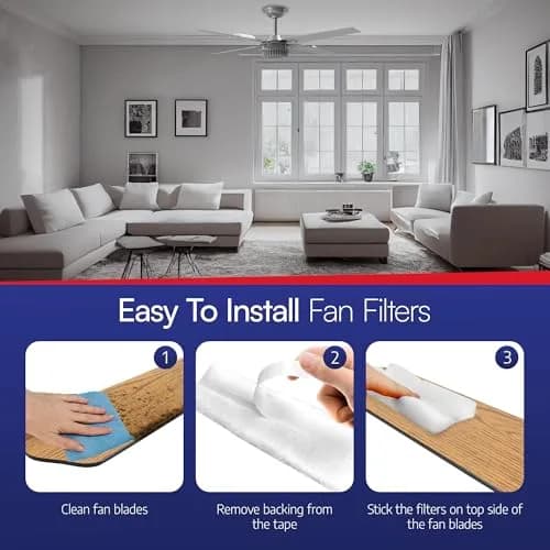 BioStrike Ceiling Fan Air Filter - Attachable Blade Cleaners | Easy-Install Dust Filters for 3-5 Blade Fans, Made in USA thumbnail 5