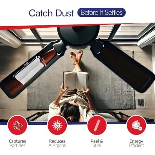 BioStrike Ceiling Fan Air Filter - Attachable Blade Cleaners | Easy-Install Dust Filters for 3-5 Blade Fans, Made in USA thumbnail 3