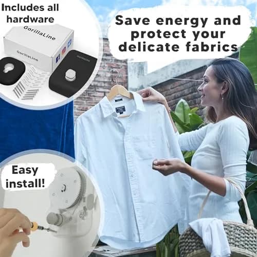 GorillaLine Retractable Clothesline 14.1 ft (4.3 m) | Heavy Duty Wall Mounted Drying Rack for Indoor & Outdoor Use thumbnail 4