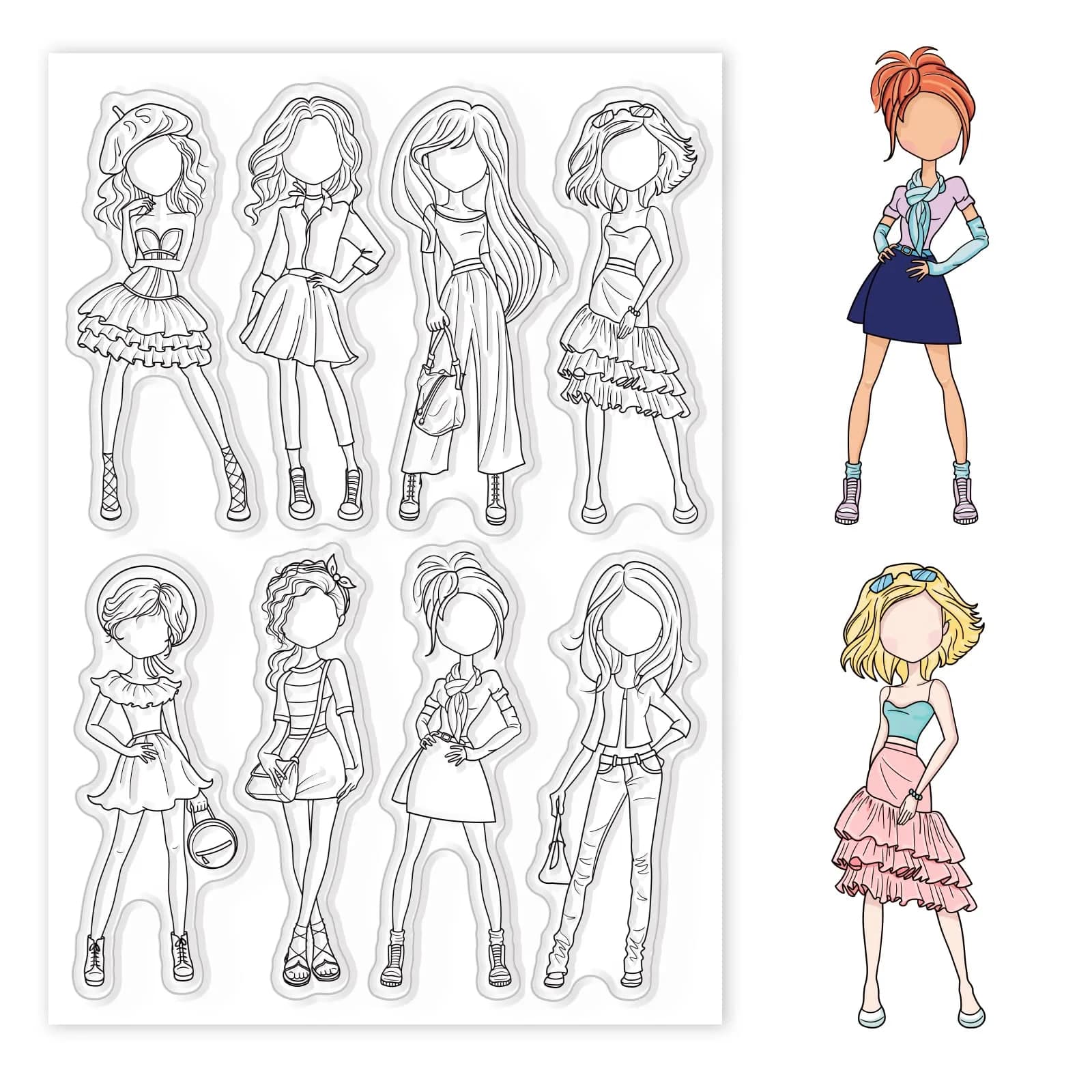 GLOBLELAND Fashion Woman Clear Stamp Skirt Silicone Clear Stamp 4.3 x 5.8 inches | DIY Scrapbook & Card Making — Woman Skirt