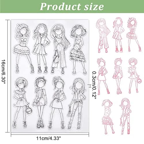 GLOBLELAND Fashion Woman Clear Stamp Skirt Silicone Clear Stamp 4.3 x 5.8 inches | DIY Scrapbook & Card Making thumbnail 2