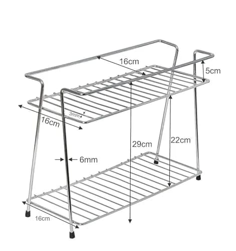 12FOR COLLECTION Stainless Steel 2-Tier Trolley Spice Rack | 49cm (19.3in) Kitchen Organizer thumbnail 5