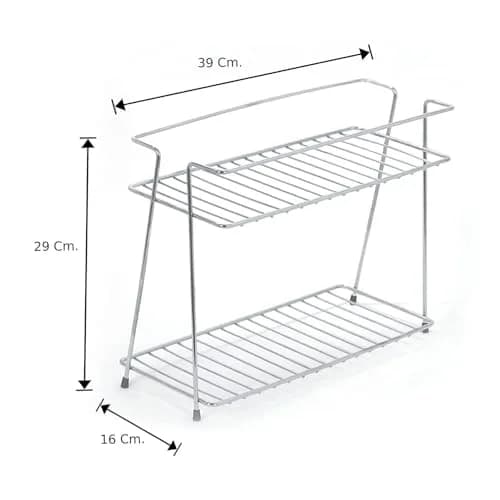 12FOR COLLECTION Stainless Steel 2-Tier Trolley Spice Rack | 49cm (19.3in) Kitchen Organizer thumbnail 2