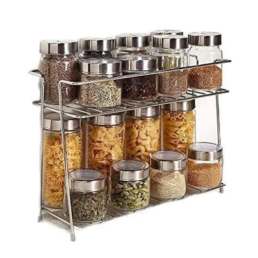 12FOR COLLECTION Stainless Steel 2-Tier Trolley Spice Rack | 49cm (19.3in) Kitchen Organizer thumbnail 3