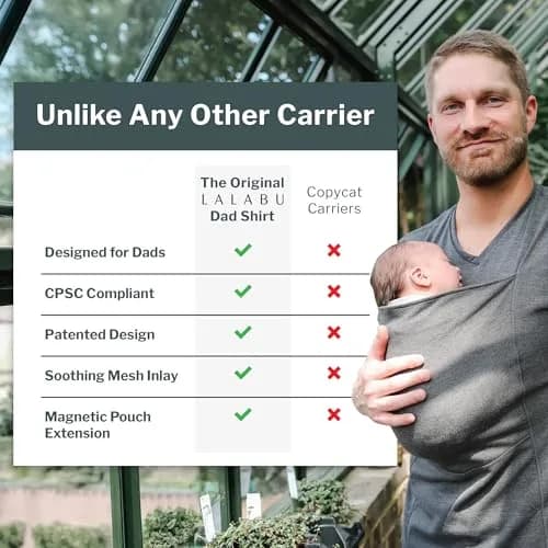 Lalabu The Dad Shirt | Hands-Free Baby Carrier for Dads - Gray - XL | CPSC Tested & Approved thumbnail 5