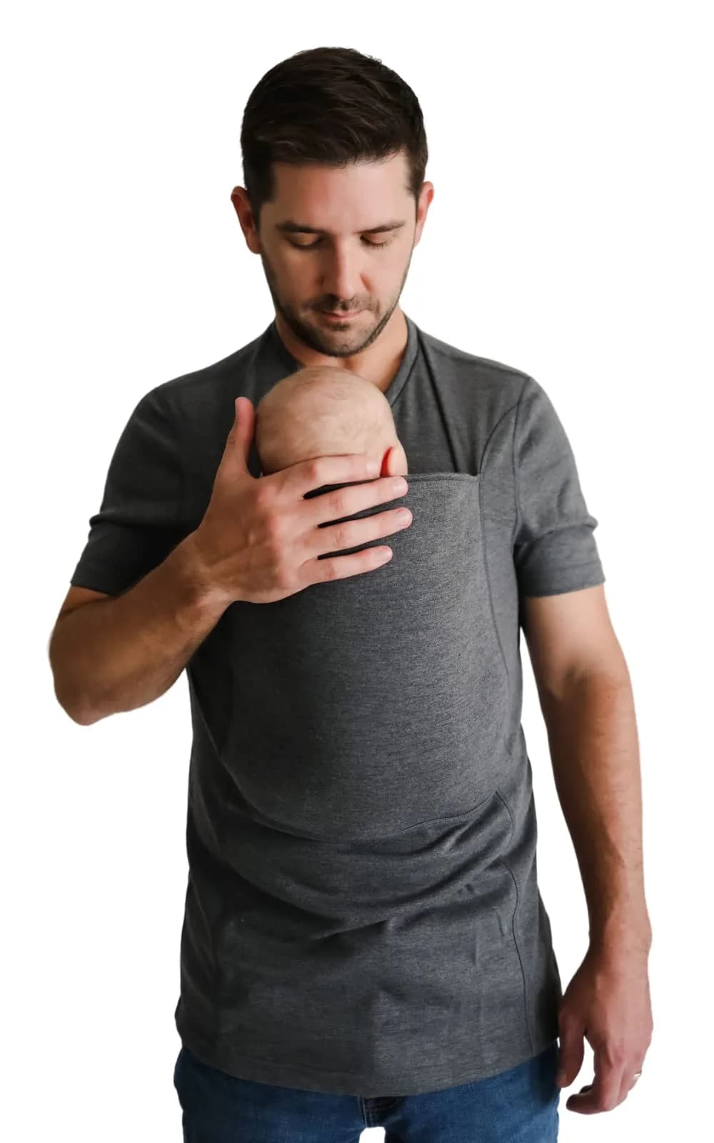 Lalabu The Dad Shirt | Hands-Free Baby Carrier for Dads - Gray - XL | CPSC Tested & Approved