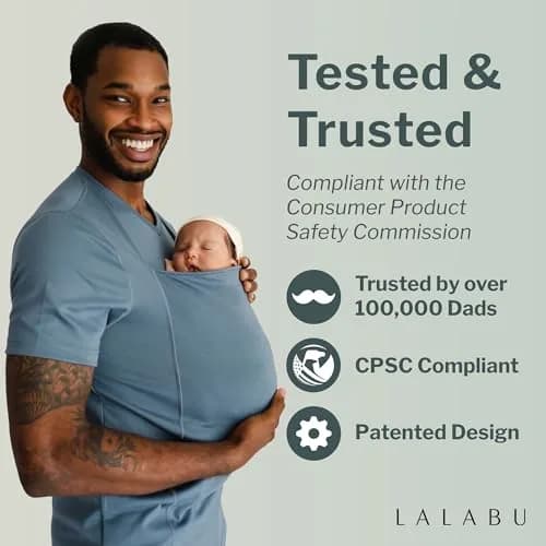 Lalabu The Dad Shirt | Hands-Free Baby Carrier for Dads - Gray - XL | CPSC Tested & Approved thumbnail 4