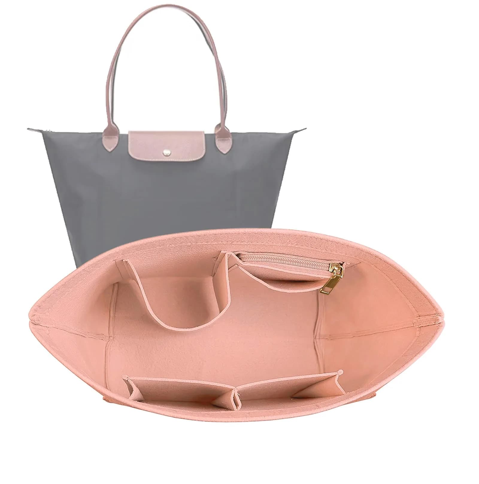 Lckaey Large Pink Felt Purse Organizer Insert | 28cm (11.02") Width, 18cm (7.08") Depth, 22.5cm (8.86") Height - main product image