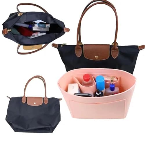 Lckaey Large Pink Felt Purse Organizer Insert | 28cm (11.02") Width, 18cm (7.08") Depth, 22.5cm (8.86") Height thumbnail 5