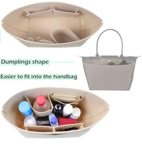 Lckaey Large Felt Purse Organizer Insert for Longchamp Le Pliage Handbag 27.9cm (11.02" W x 7.08" D x 8.86" H) | Keeps Bags Shipshape thumbnail 6