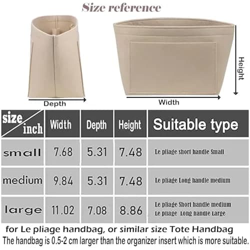 Lckaey Large Felt Purse Organizer Insert for Longchamp Le Pliage Handbag 27.9cm (11.02" W x 7.08" D x 8.86" H) | Keeps Bags Shipshape thumbnail 2