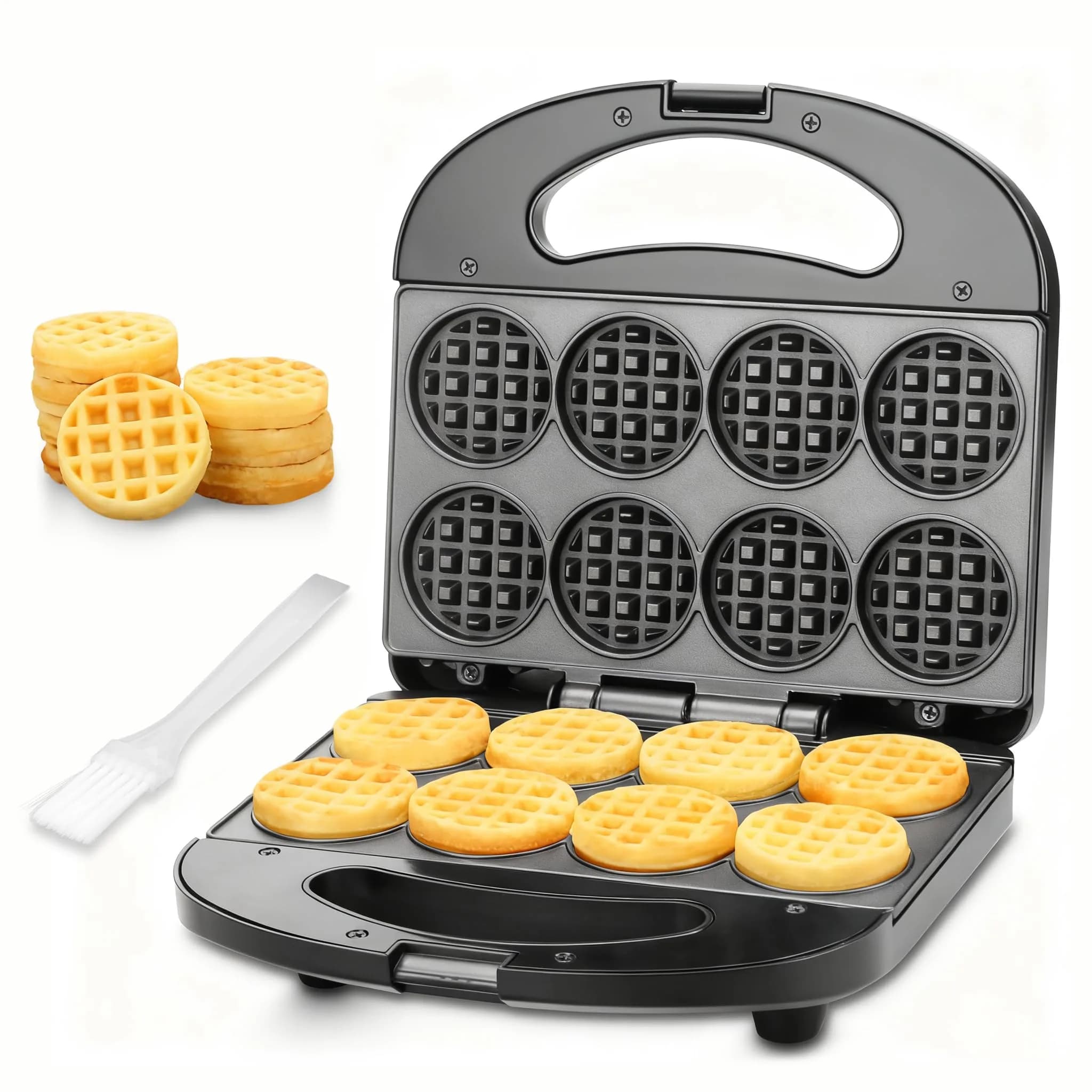 FineMade Mini Waffle Maker, 8 Tiny Waffle Bites | Compact & Safe Design - main product image