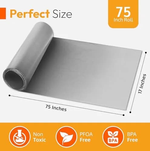 ThreadNanny Silver Teflon Oven Liner Roll 44cm x 190cm (17" x 75") | BPA & PFOA Free, Reusable & Dishwasher Safe thumbnail 4