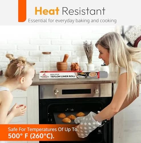 ThreadNanny Silver Teflon Oven Liner Roll 44cm x 190cm (17" x 75") | BPA & PFOA Free, Reusable & Dishwasher Safe thumbnail 7
