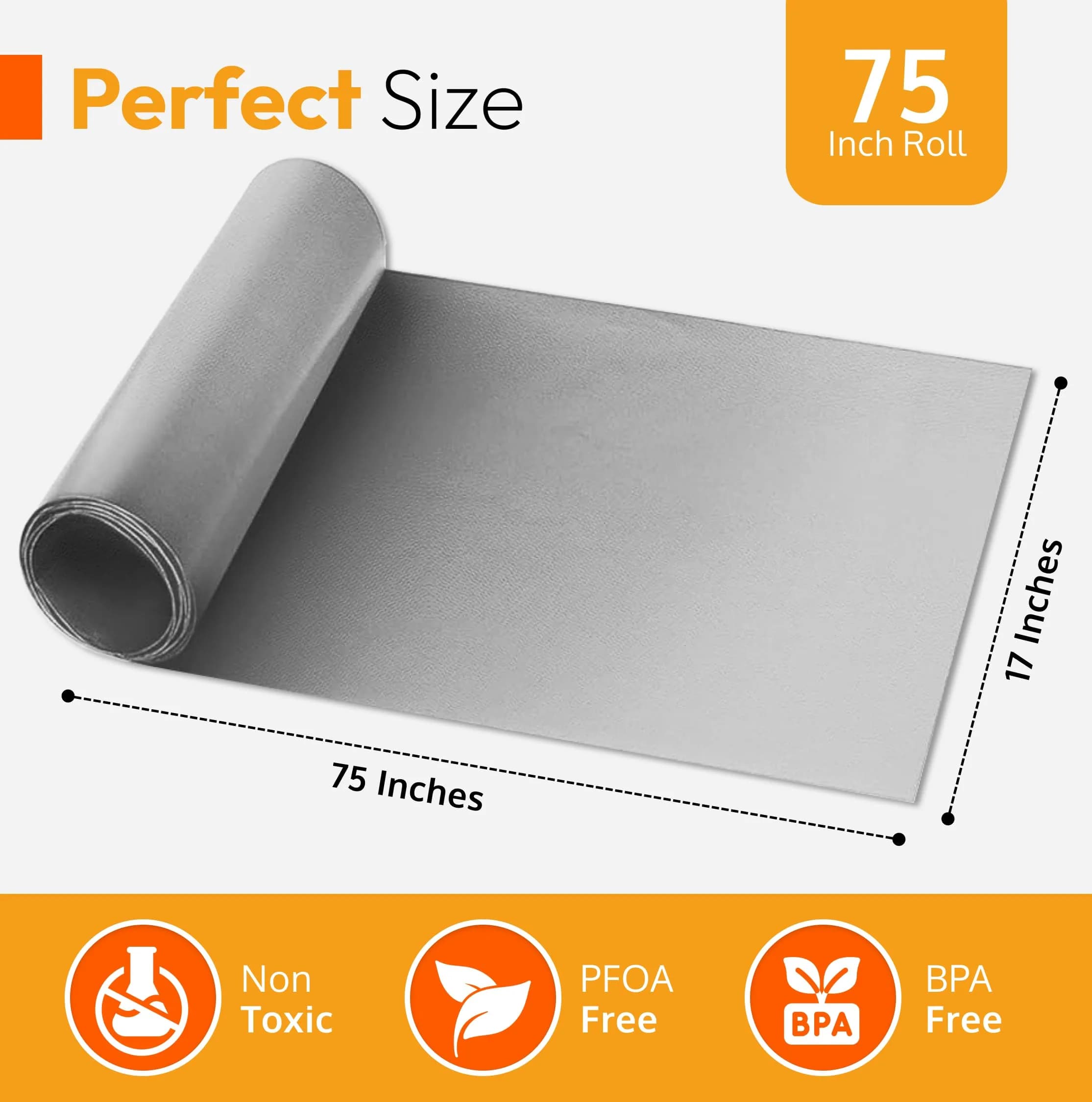 ThreadNanny Silver Teflon Oven Liner Roll 44cm x 190cm (17" x 75") | BPA & PFOA Free, Reusable & Dishwasher Safe - view 4
