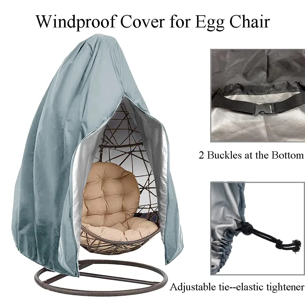 FLYMEI Grey Egg Chair Cover 190.5cm x 114.3cm (75" x 45") | Heavy Duty Waterproof Outdoor Protection - view 6