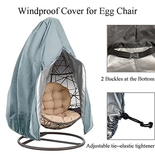 FLYMEI Grey Egg Chair Cover 190.5cm x 114.3cm (75" x 45") | Heavy Duty Waterproof Outdoor Protection thumbnail 6